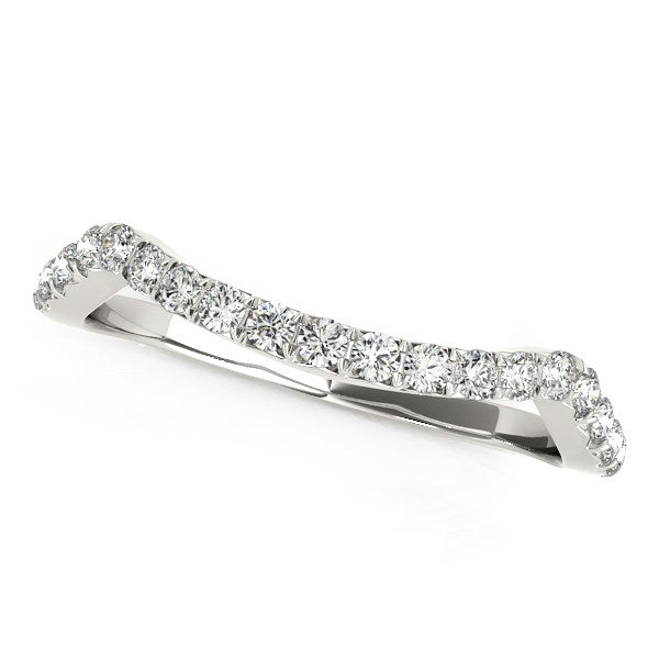 14k White Gold Modern Curvy Design Diamond Wedding Band (1/5 cttw) - 3 - Jewelry
