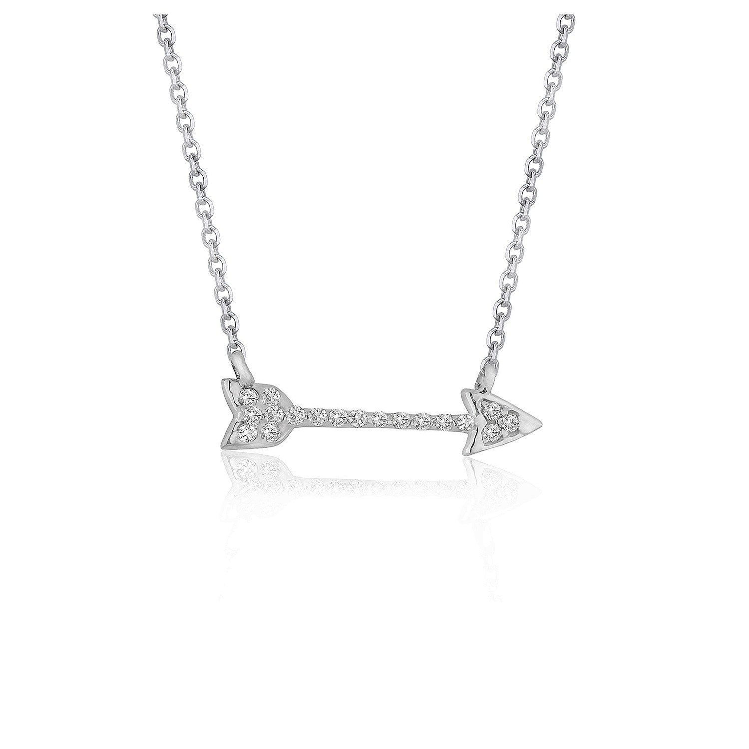 Diamond Arrow Style Pendant in 14k White Gold (1/10 cttw) - 16" - Jewelry