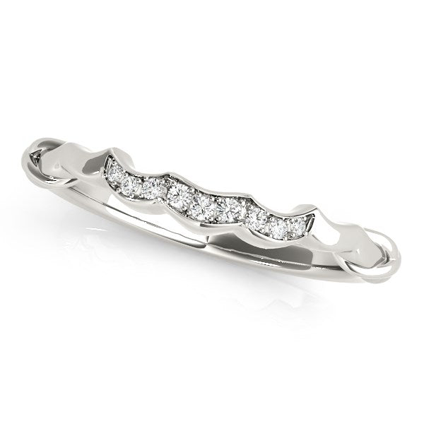14k White Gold Scallop Wedding Band (1/20 cttw) - 3 - Jewelry