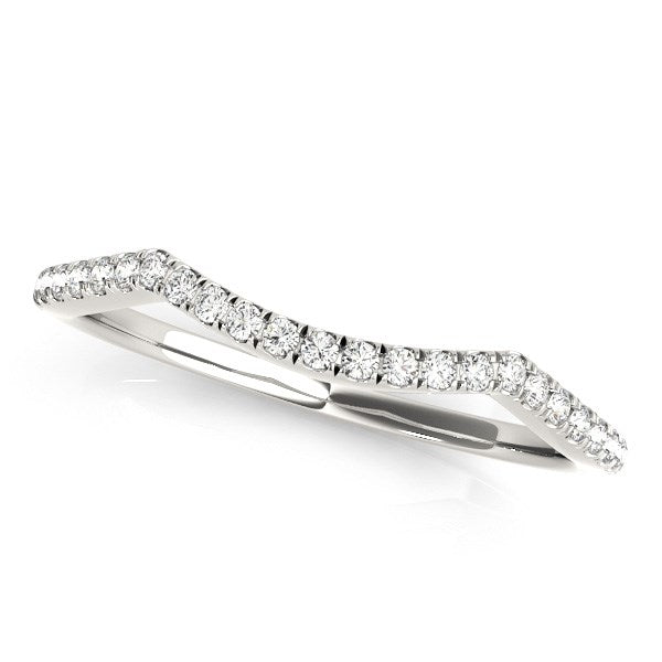 14k White Gold Diamond Pave Set Curved Wedding Band (1/8 cttw) - 3 - Jewelry