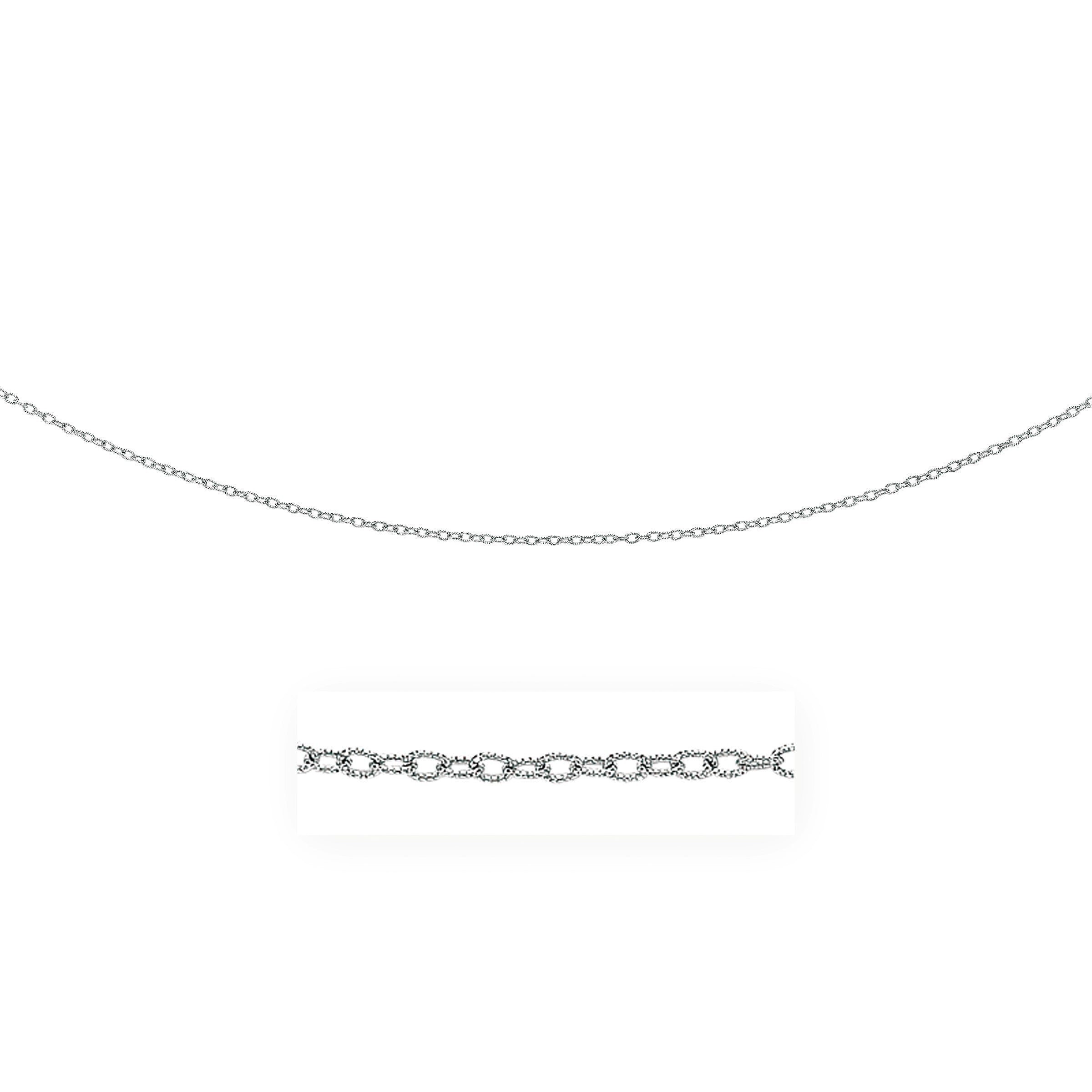 2.5mm 14k White Gold Pendant Chain with Textured Links - 16" - Jewelry