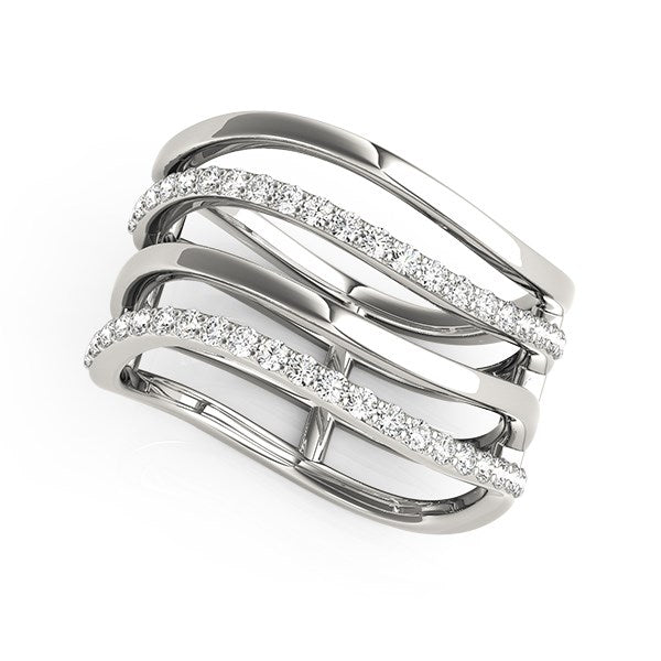 14k White Gold Multiple Band Design Ring with Diamonds (3/8 cttw) - 3 - Jewelry