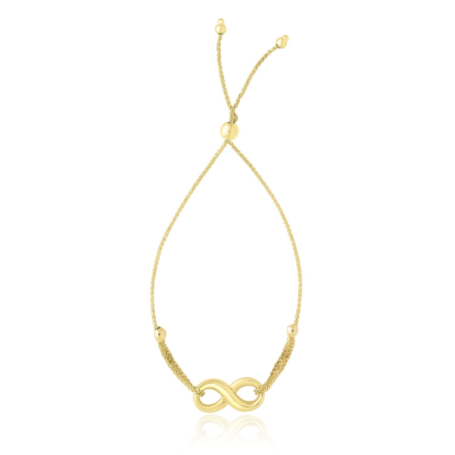 14k Yellow Gold Infinity Motif Adjustable Lariat Bracelet - 9.25" - Jewelry
