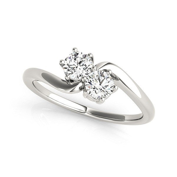 Solitaire Two Stone Diamond Ring in 14k White Gold (1/2 cttw) - 3 - Jewelry