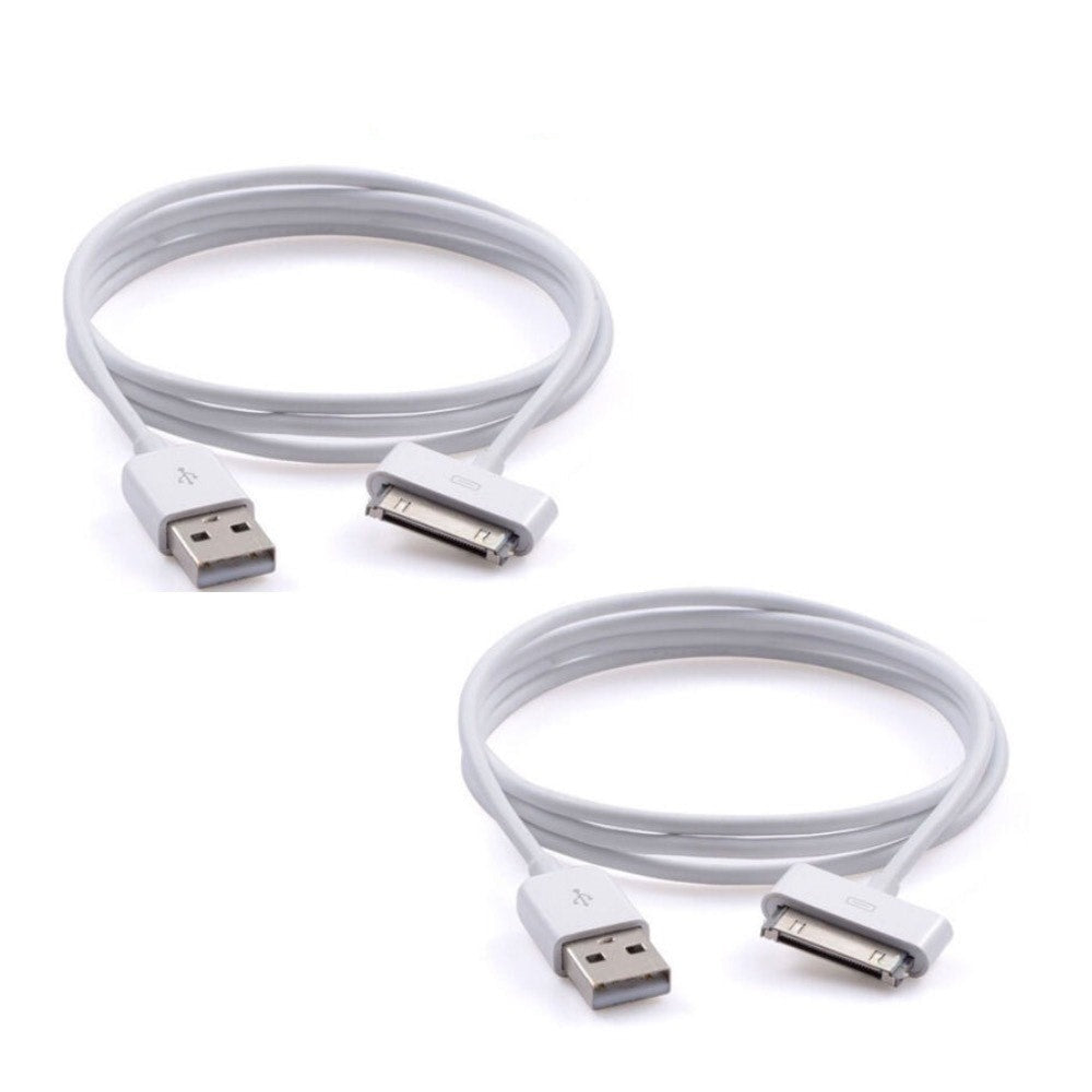Two-pack 6ft 30-pin USB-A charging cables with white connectors, laid flat