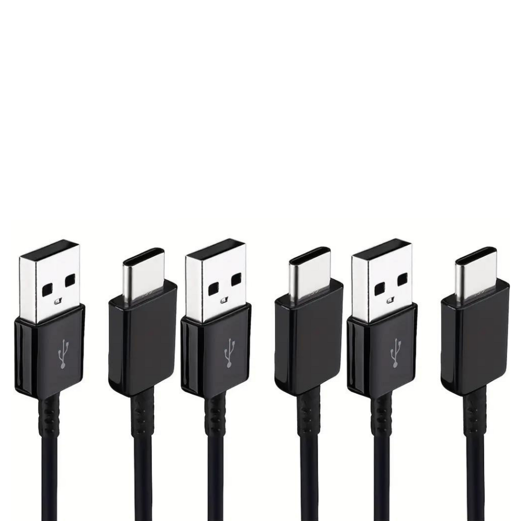 3-pack black USB-A to USB-C charging cables with USB-A and USB-C ends