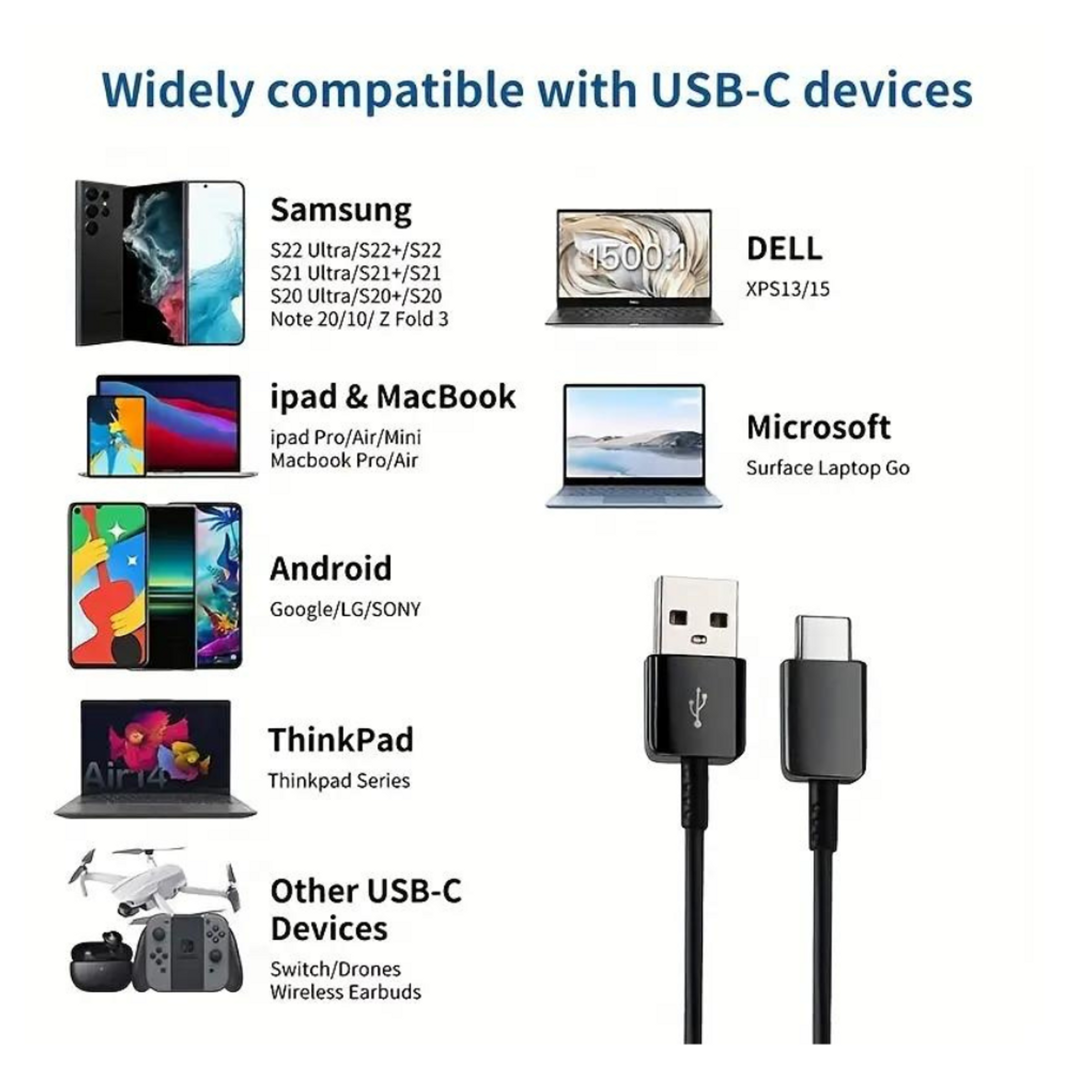 10FT Long USB-C Type C Charge Cable Cord - Device Accessories | CN, Device Accessories, Electronics