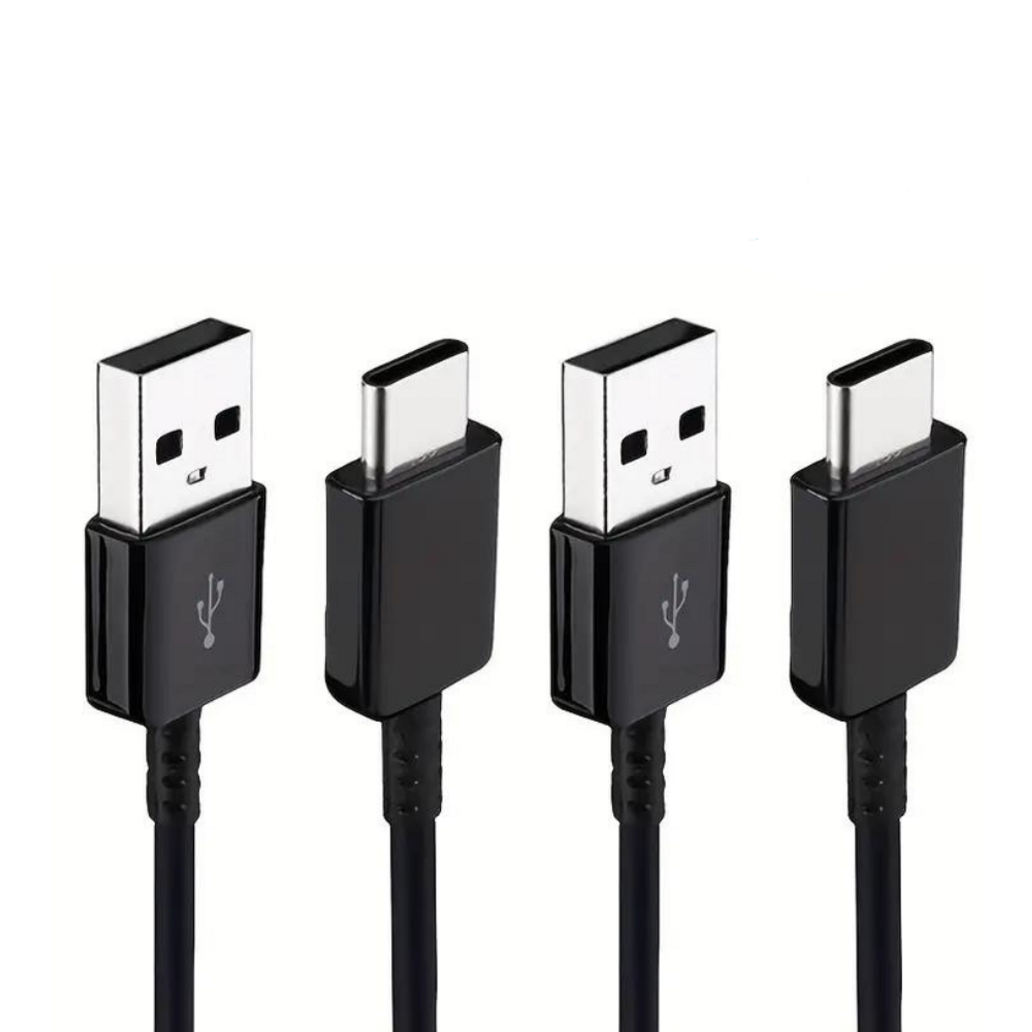2-pack black USB-A to USB-C charging cables with compact connector blocks
