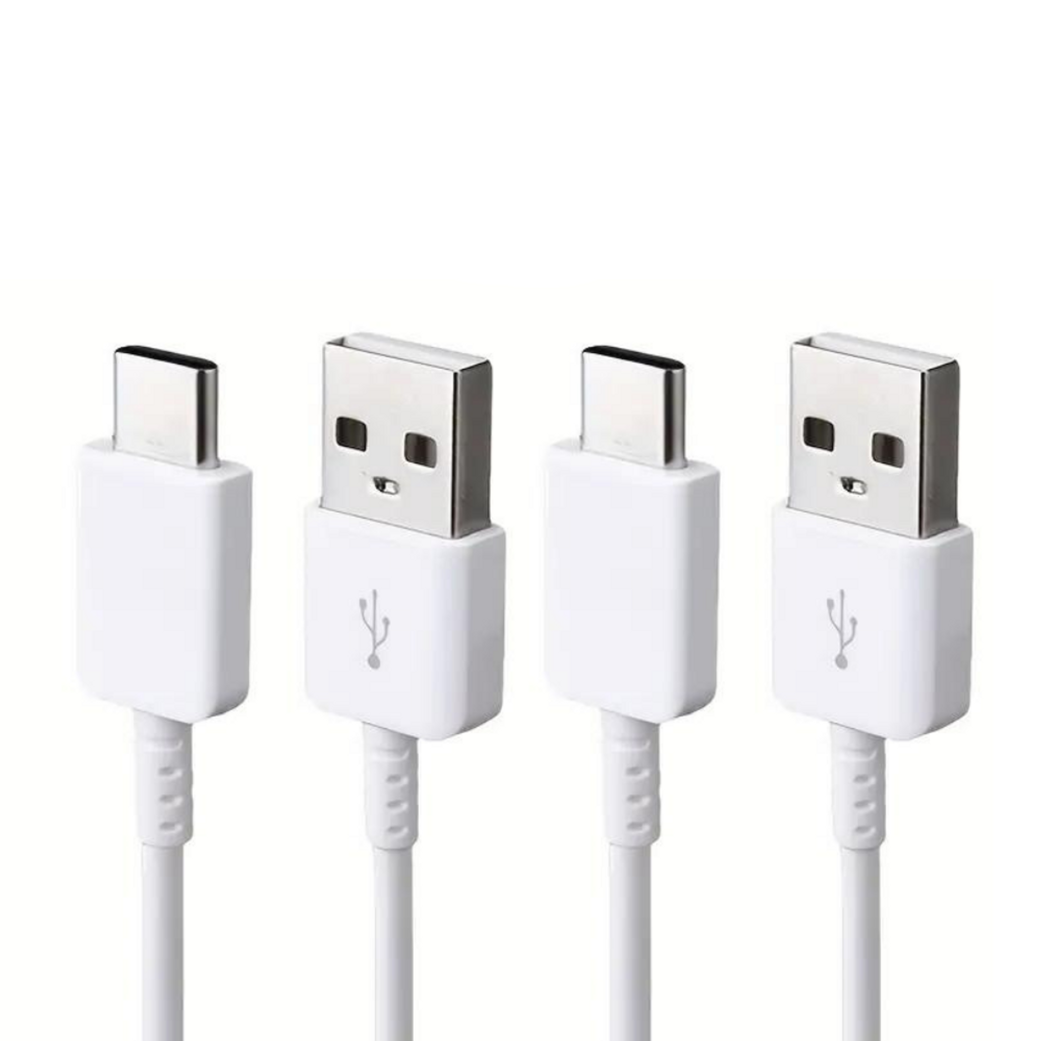 2-pack white USB-A to USB-C charging cables with compact connector blocks