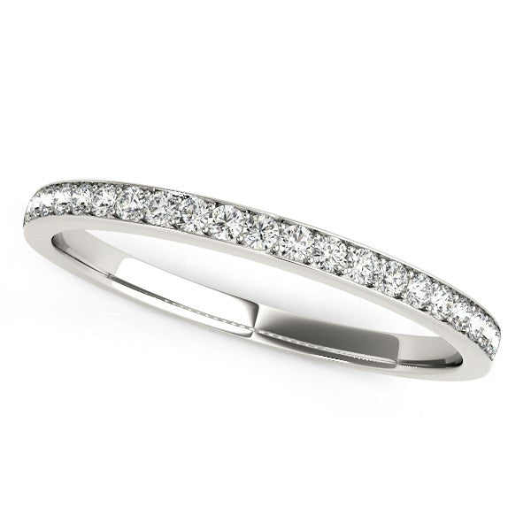 14k White Gold Prong Setting Round Diamond Wedding Band (1/5 cttw) - 3 - Jewelry