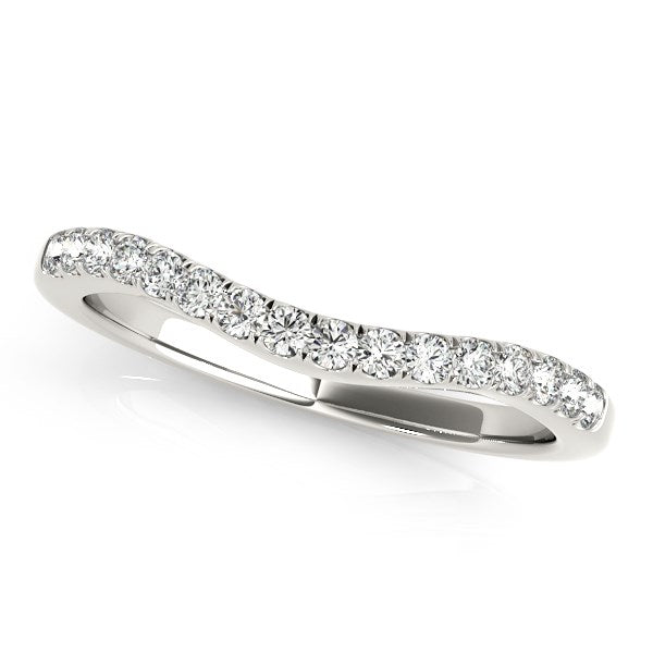 14k White Gold Curvy Style Pave Set Diamond Wedding Band (1/5 cttw) - 3 - Jewelry