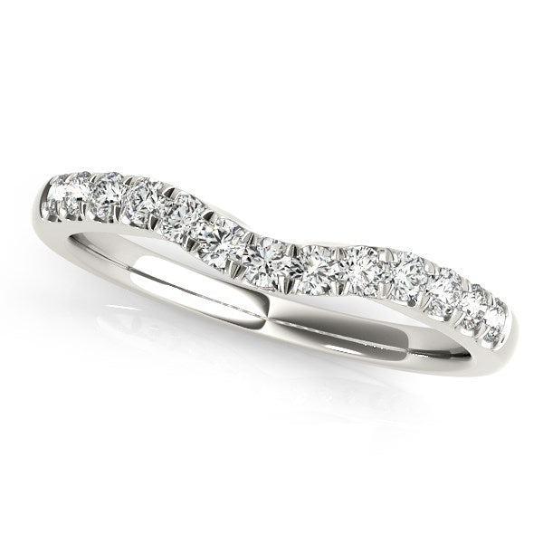 14k White Gold Diamond Curved Design Wedding Band (1/4 cttw) - 3 - Jewelry