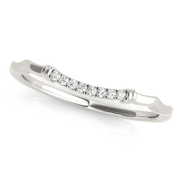 14k White Gold Wave Design Pave Set Diamond Wedding Ring (1/20 cttw) - 3 - Jewelry
