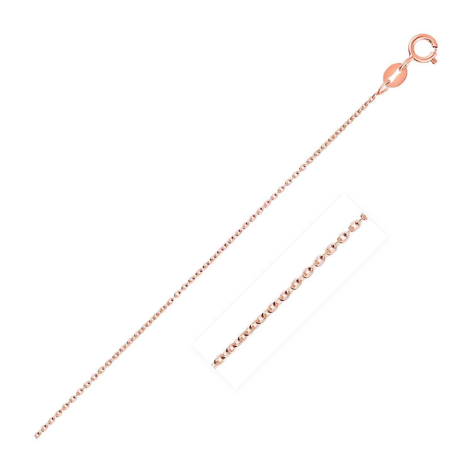 14k Pink Gold Oval Cable Link Chain 0.7mm - 18" - Jewelry