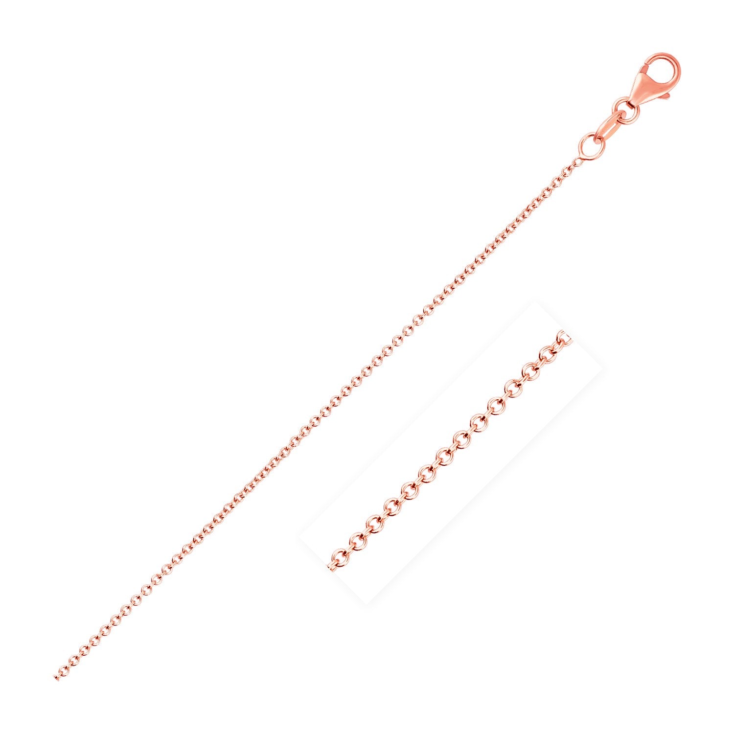 14k Pink Gold Round Cable Link Chain 1.1mm - 16" - Jewelry