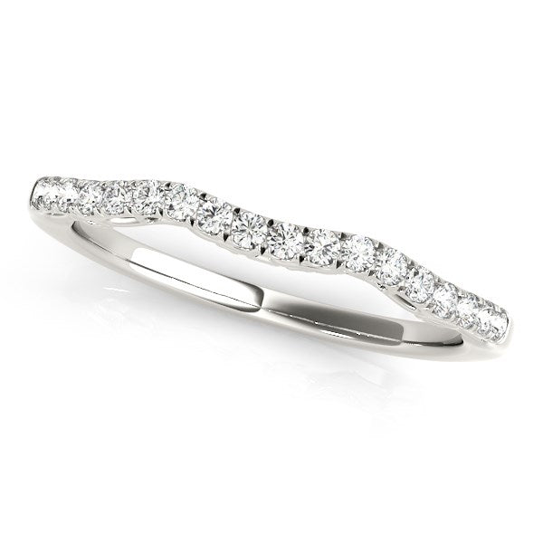 14k White Gold Wave Motif Diamond Wedding Band (1/5 cttw) - 3 - Jewelry