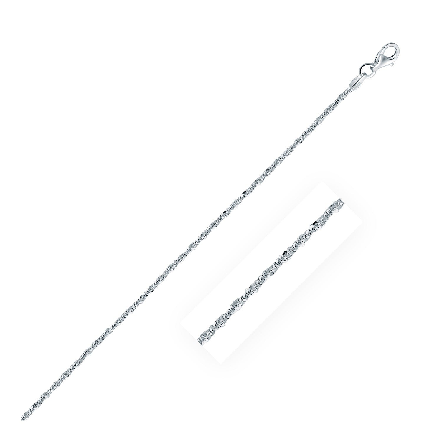 Rhodium Plated 1.7mm Sterling Silver Sparkle Style Chain - 16" - Jewelry