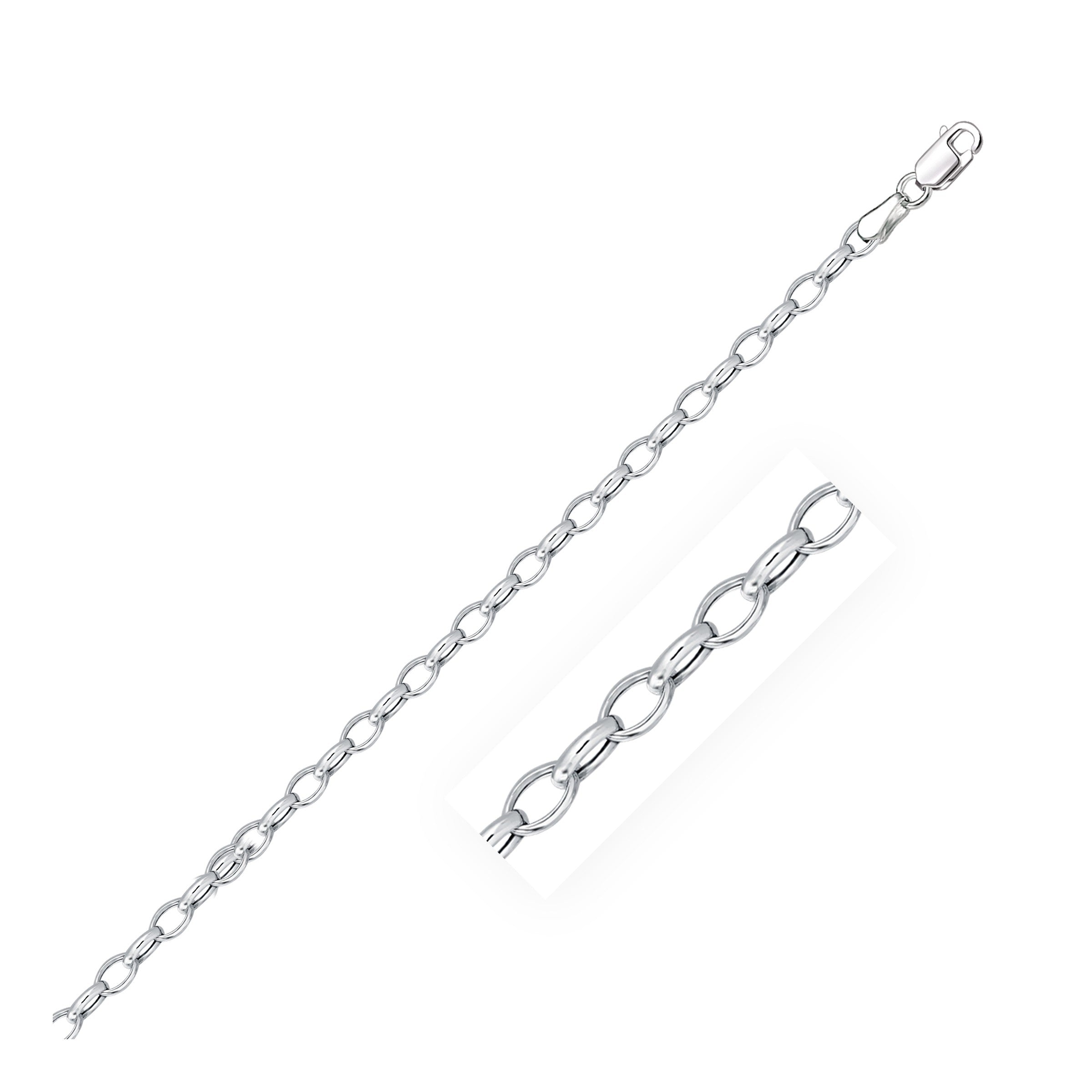 3.2mm 14k White Gold Oval Rolo Bracelet 7"
