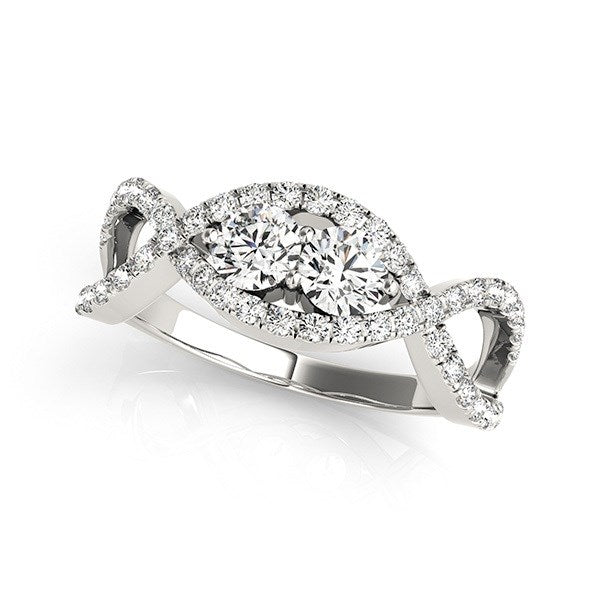 14k White Gold Split Shank Infinity Two Stone Round Diamond Ring (1/2 cttw) - 3 - Jewelry