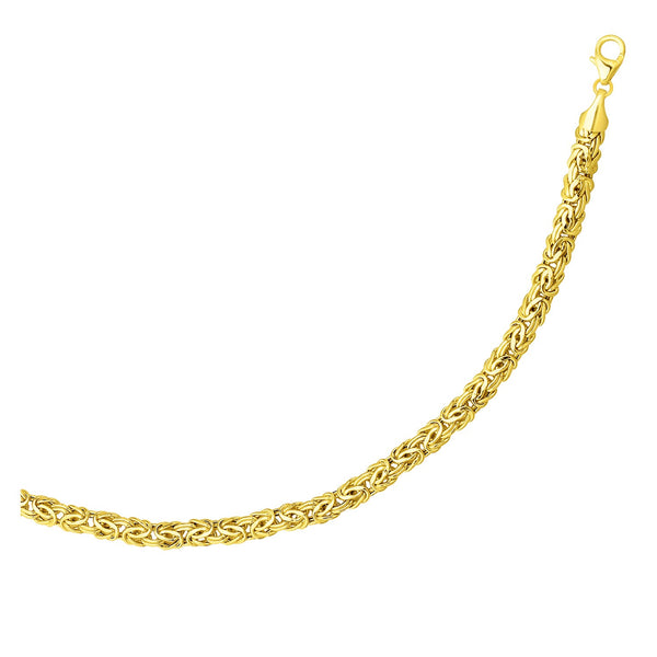 14k Yellow Gold Byzantine Link Shiny Bracelet 7.25"