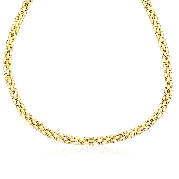 14k Yellow Gold Panther Chain Link Shiny Necklace 17"
