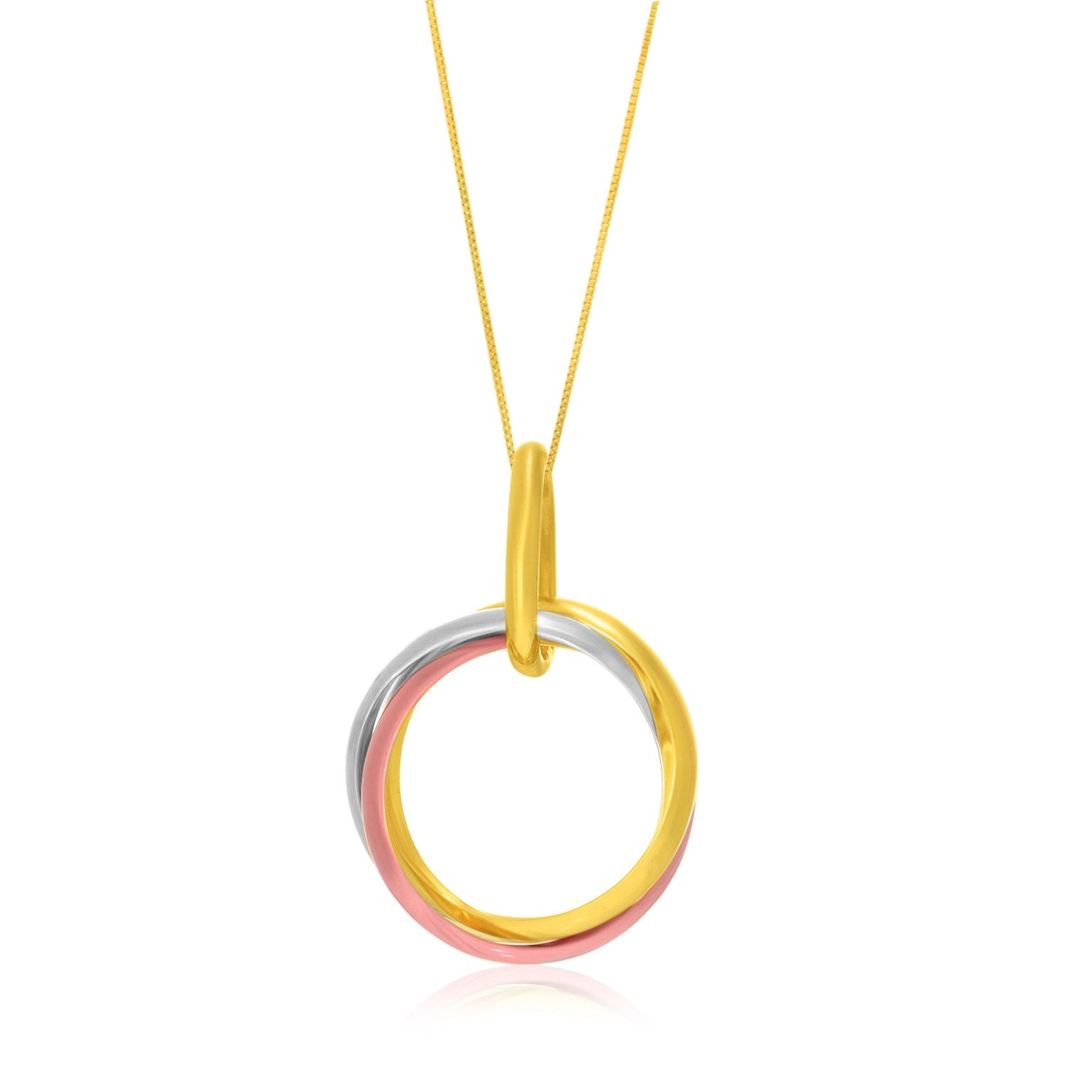 14k Tri-Color Gold Open Interlaced Ring Pendant - 18 - Jewelry