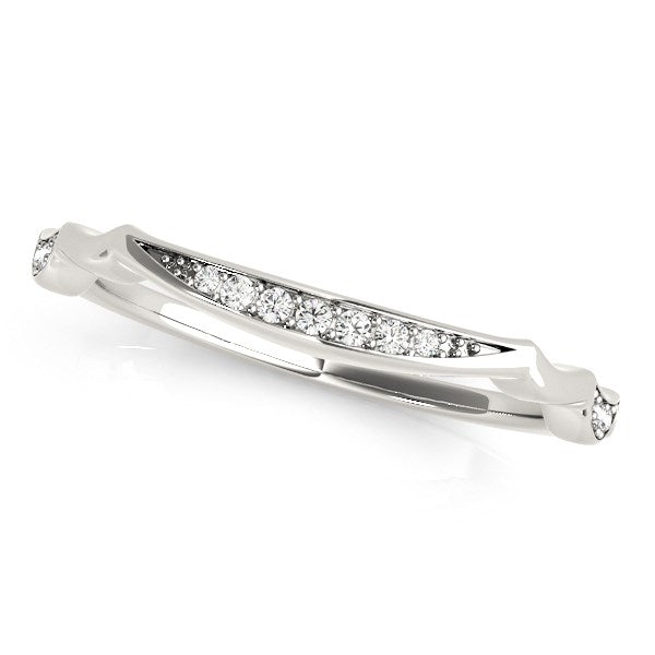 14k White Gold Unique Graduated Style Diamond Wedding Band (1/10 cttw) - 3 - Jewelry