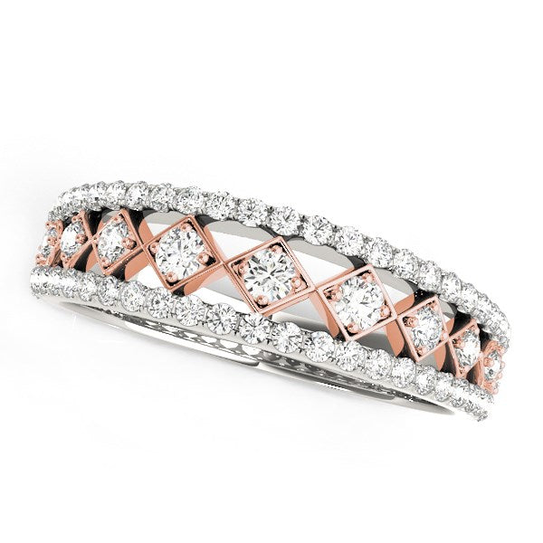 14k White And Rose Gold Diamond Band (3/8 cttw) - 3 - Jewelry