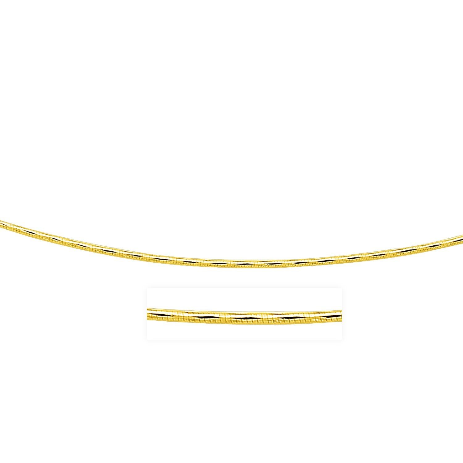 14k Yellow Gold Round Omega Necklace with Diamond Cuts (1.5 mm) - 16" - Jewelry