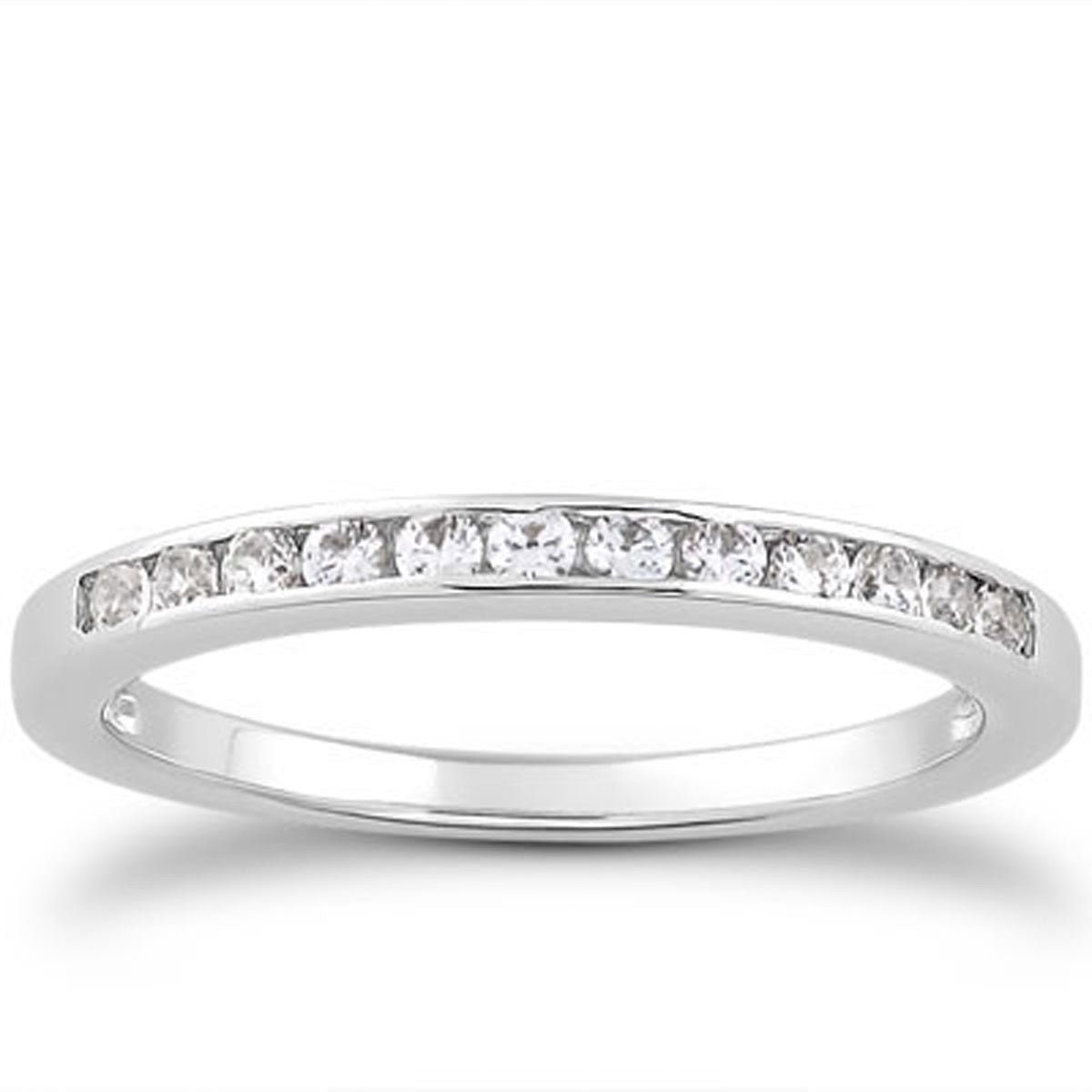 14k White Gold Channel Set Diamond Wedding Ring Band Set 1/3 Around - 4 - Jewelry