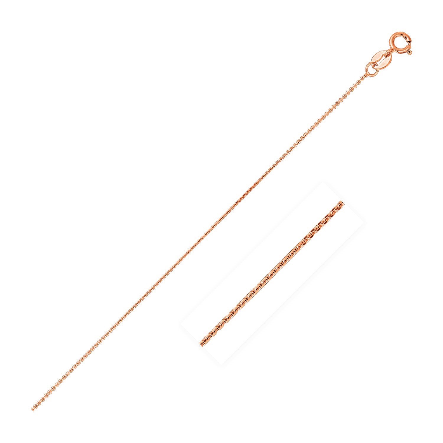 14k Pink Gold Cable Link Chain 0.8mm - 18" - Jewelry