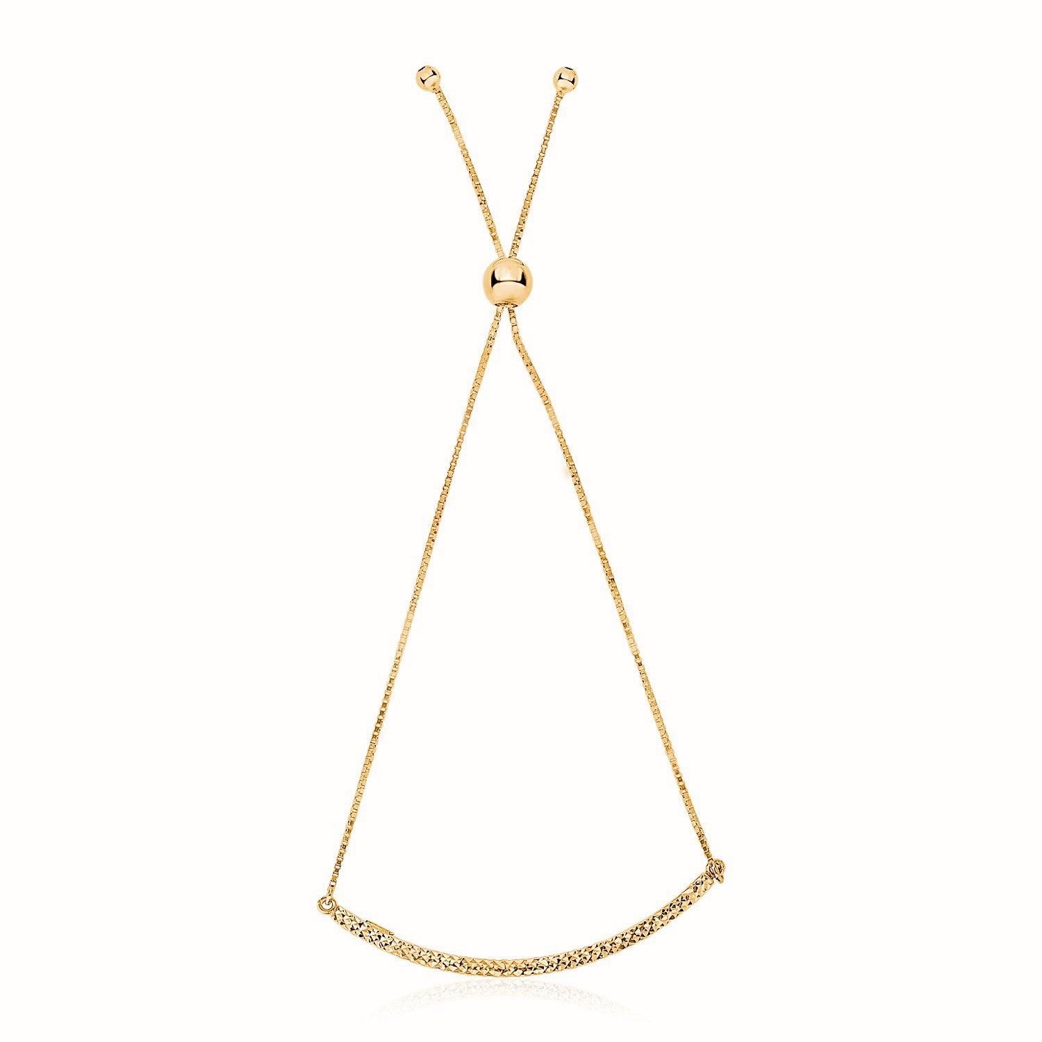 14k Yellow Gold Chain Bar Lariat Style Bracelet - 9.25" - Jewelry