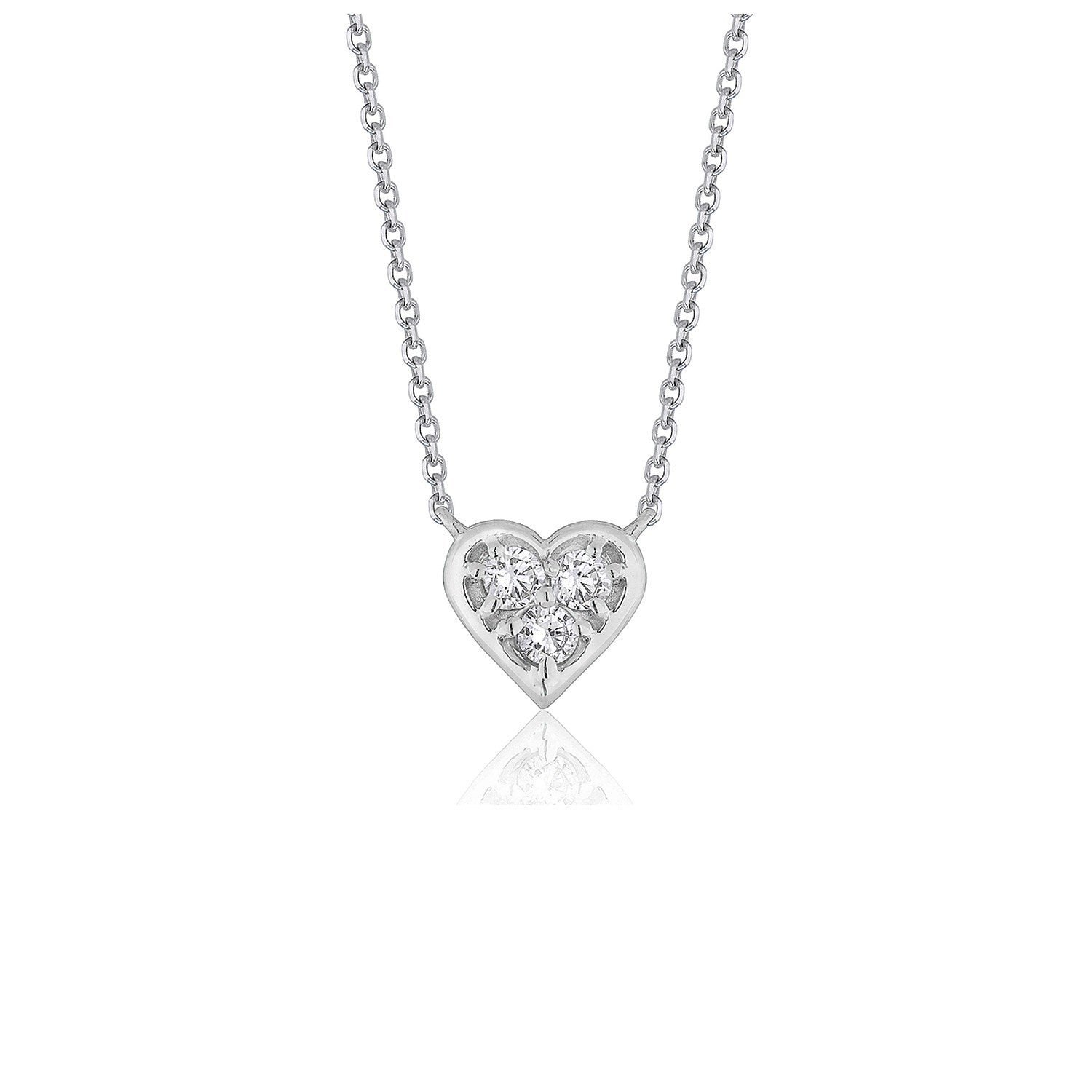 Diamond Heart Design Pendant in 14k White Gold - 16" - Jewelry