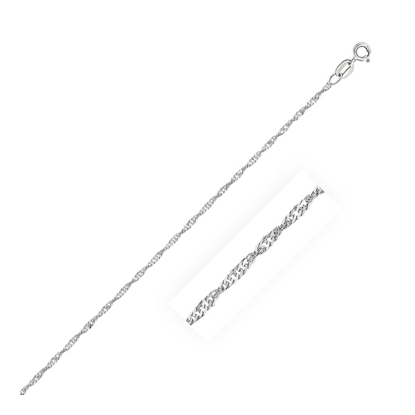 14k White Gold Singapore Anklet 1.5mm 10"