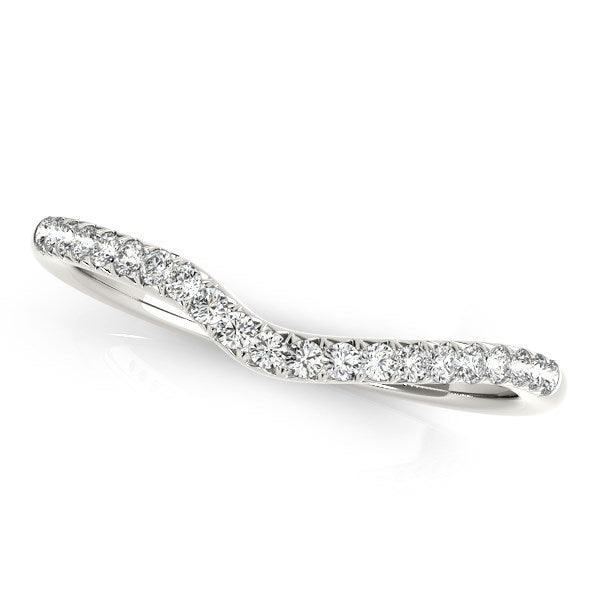 14k White Gold Curved Pave Diamond Wedding Ring (1/4 cttw) - 3 - Jewelry