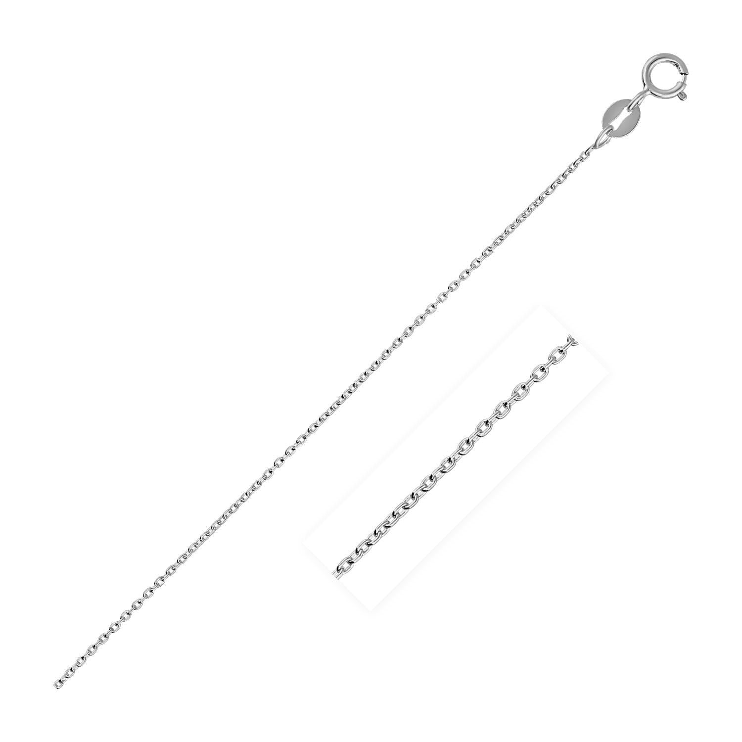 14k White Gold Oval Cable Link Chain 0.7mm - 18" - Jewelry
