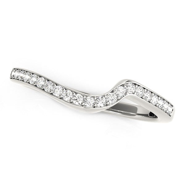 14k White Gold Modern Curved Wedding Ring (1/5 cttw) - 3 - Jewelry