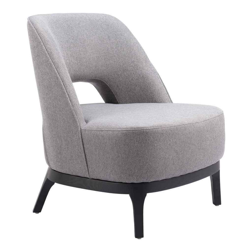 26" Gray And Black Upholstered Lounge Chair