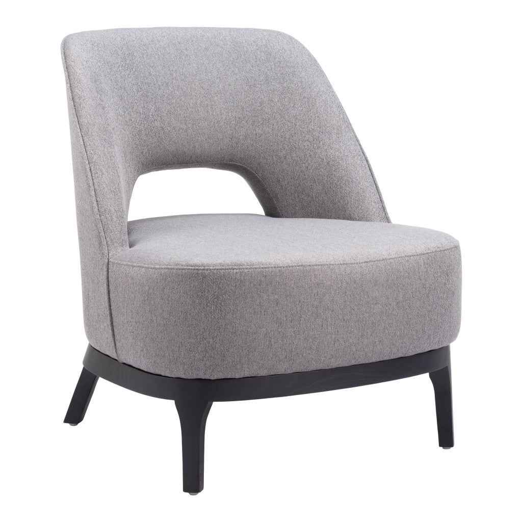26" Gray And Black Upholstered Lounge Chair