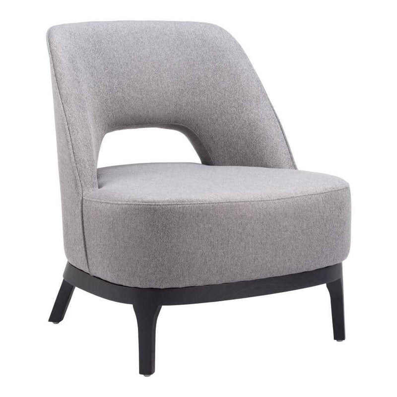 26" Gray And Black Upholstered Lounge Chair