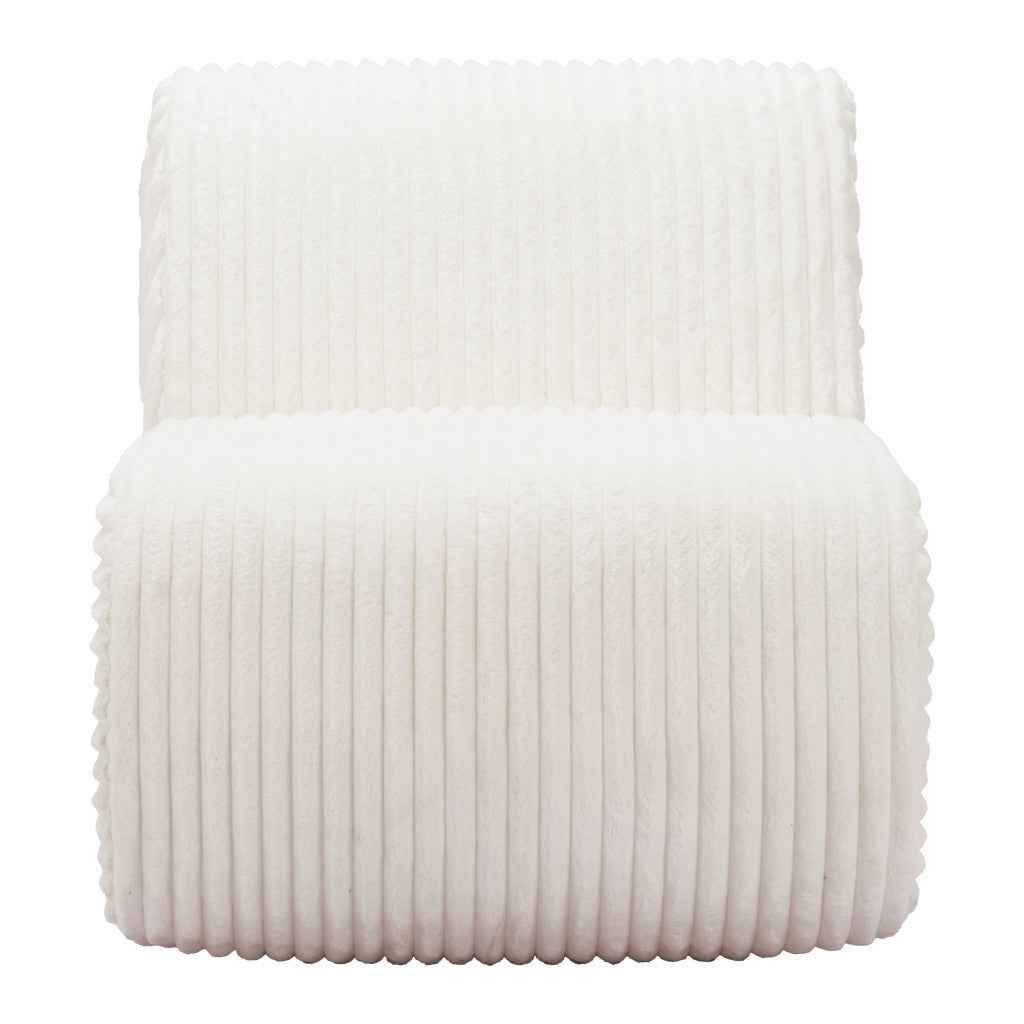 26" White Corduroy And Upholstered Lounge Chair