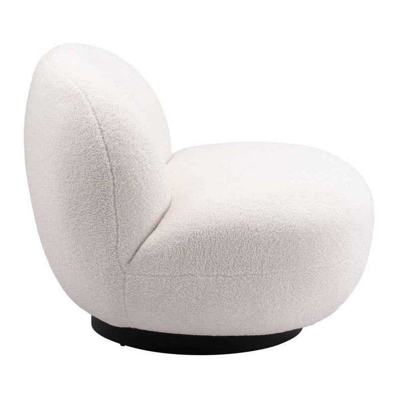 30" Cream And Black Faux Shearling And Upholstered Slipper Chair