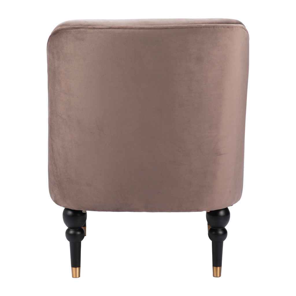 22" Taupe And Black And Gold Velvet And Upholstered Side Chair