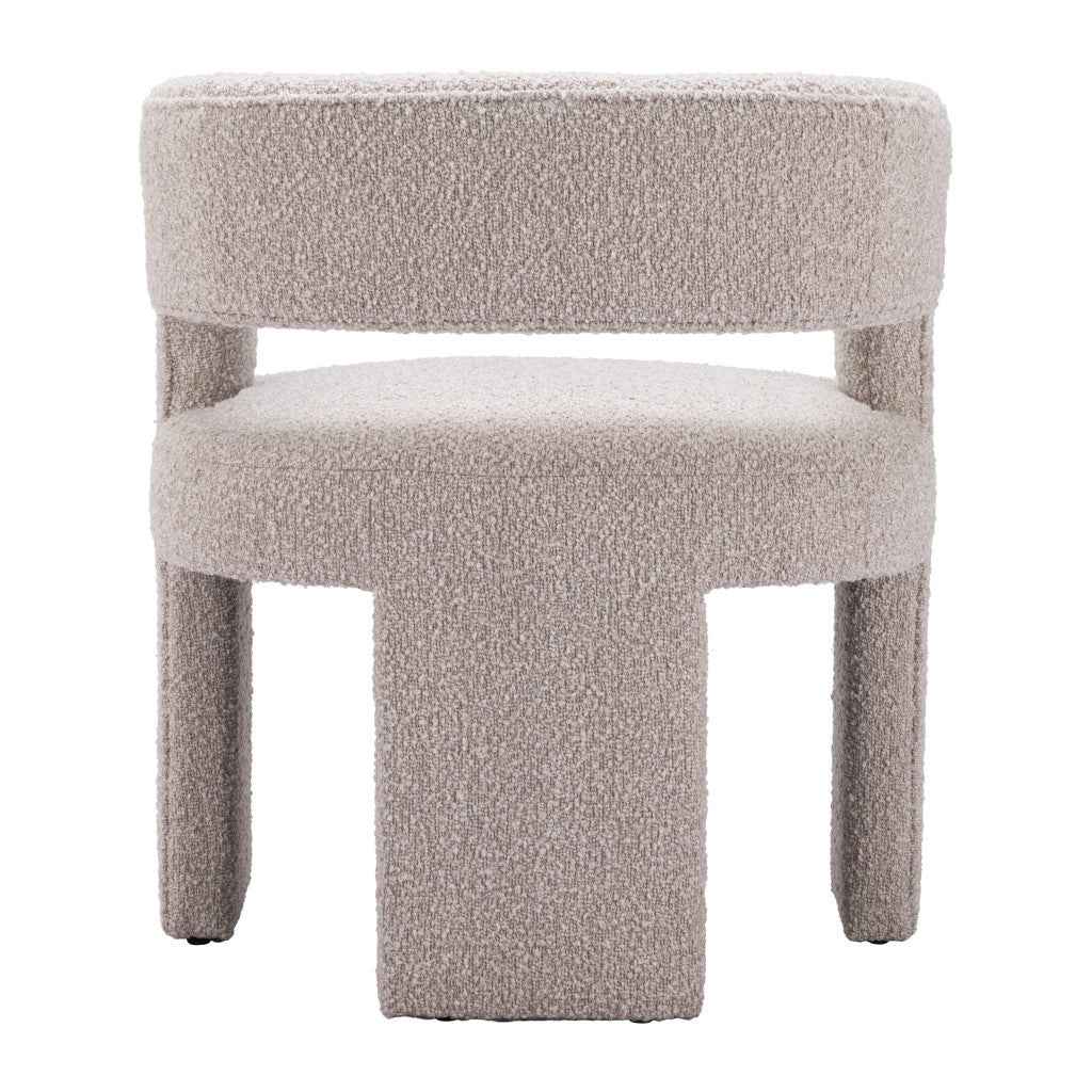 27" Beige Faux Shearling And Upholstered Arm Chair