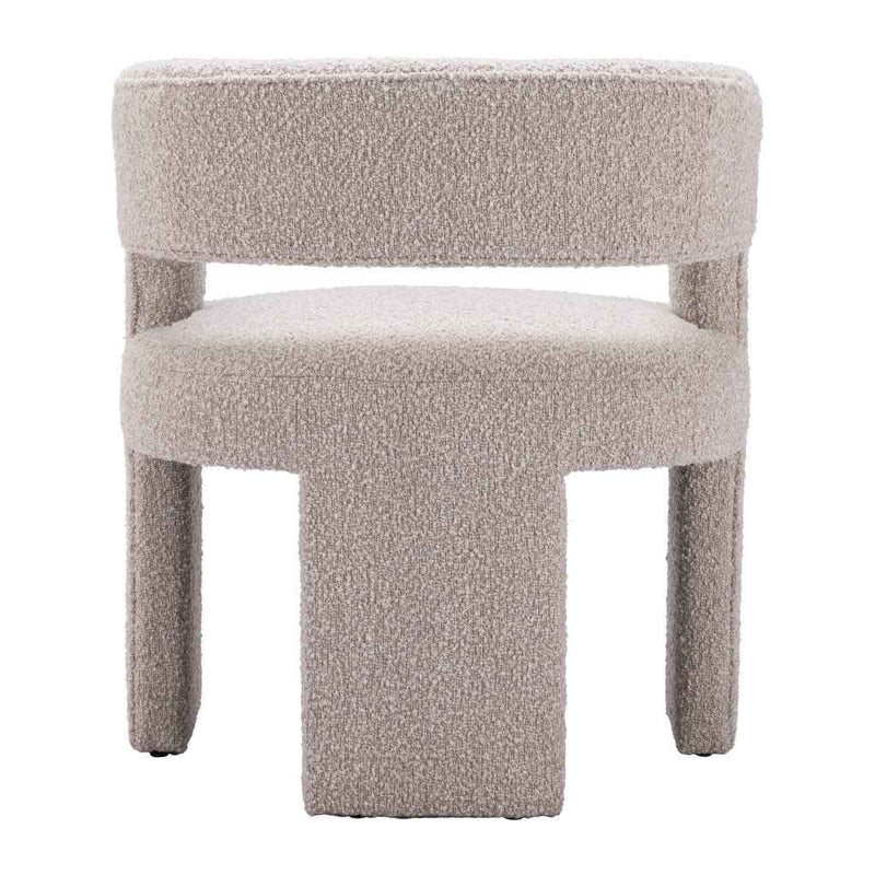 27" Beige Faux Shearling And Upholstered Arm Chair