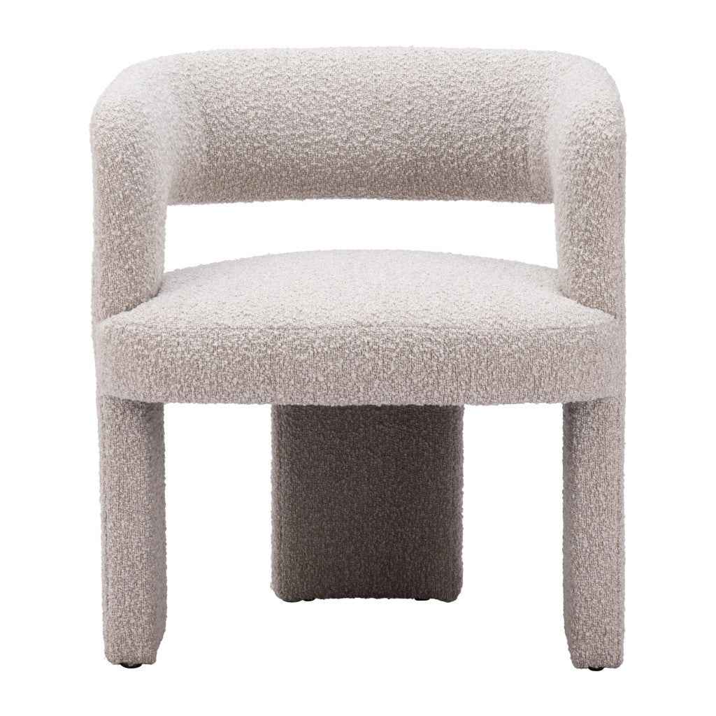27" Beige Faux Shearling And Upholstered Arm Chair