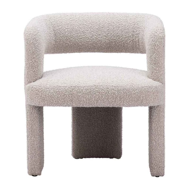 27" Beige Faux Shearling And Upholstered Arm Chair
