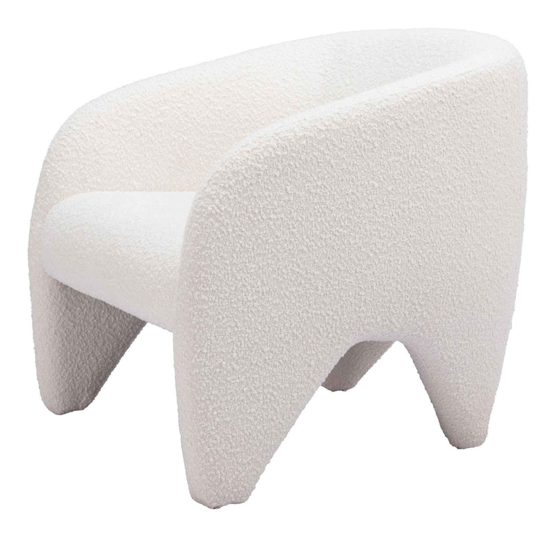 30" White Faux Shearling And Upholstered Arm Chair