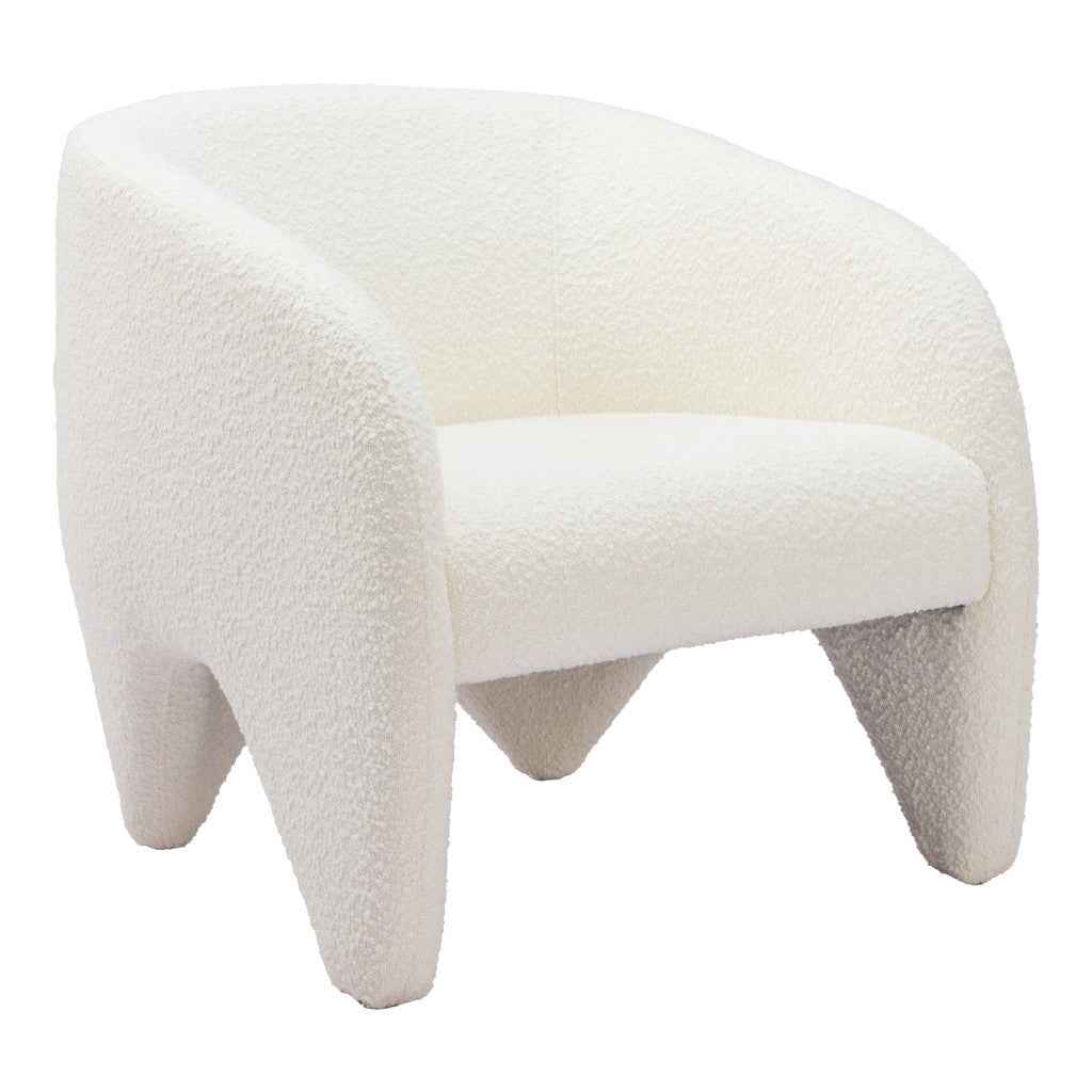 30" White Faux Shearling And Upholstered Arm Chair