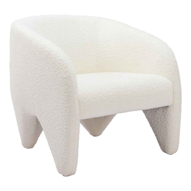 30" White Faux Shearling And Upholstered Arm Chair